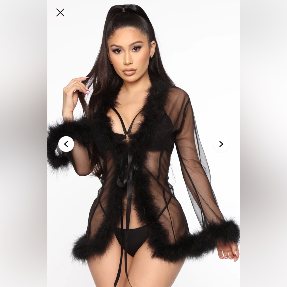 Fashion Nova Fluff Mesh Robe One Size